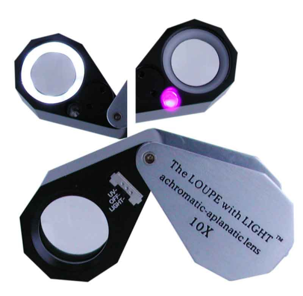 Steinlupe mit Ring-LED und UV-Licht